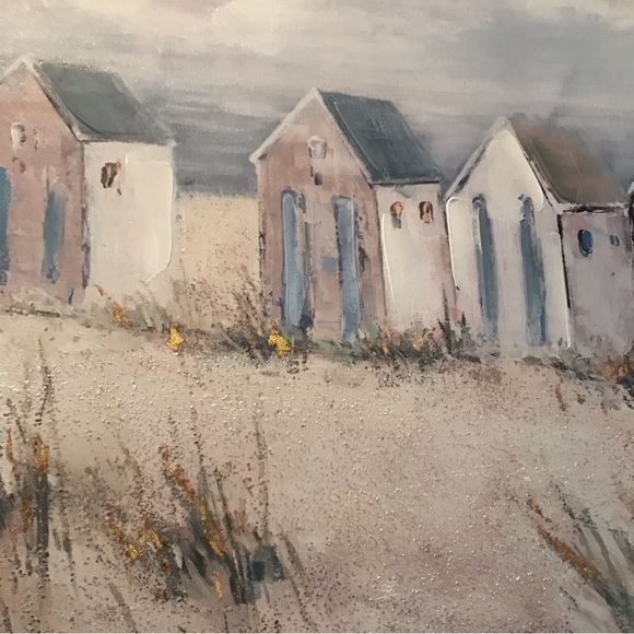 Beach House Scene Mounted Cavas Oil Painting on Print NWT - Picture 3 of 5